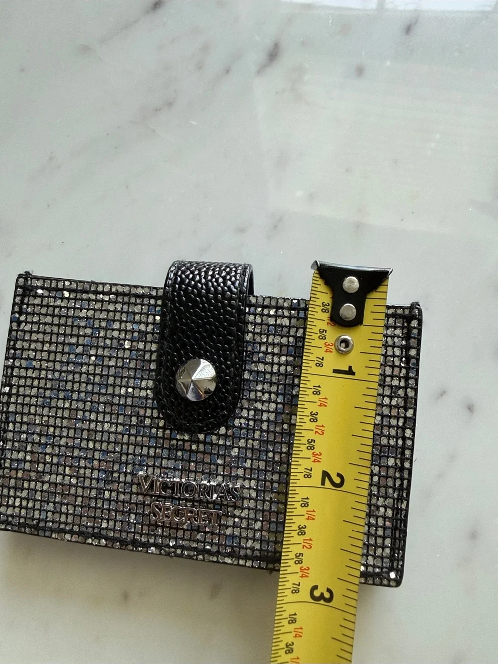 Victoria's Secret Black Crystal Snap Card Holder